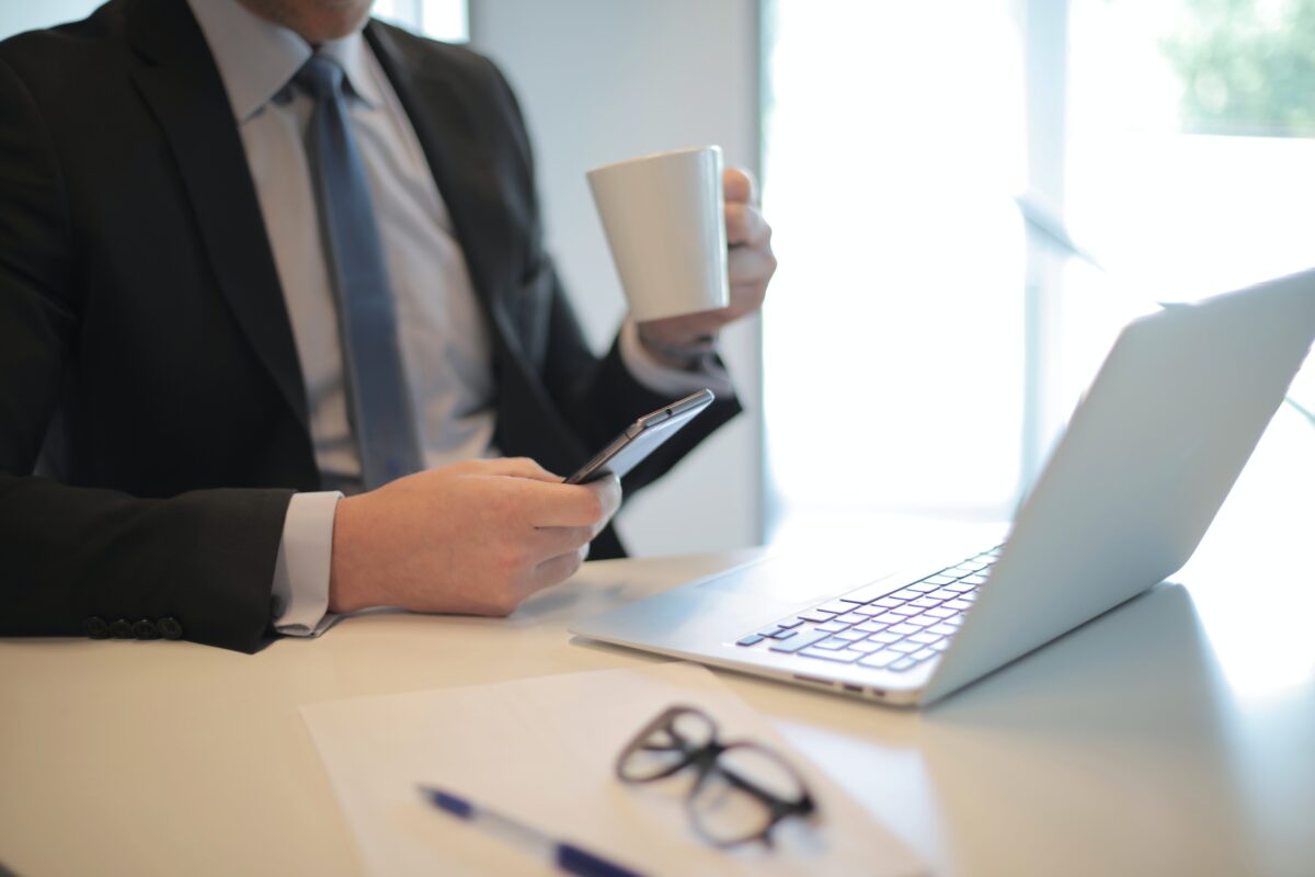 Business man at computer desk